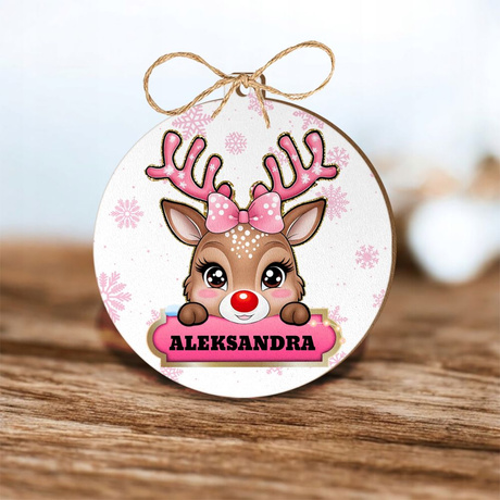 BOMBKA imieniem na CHOINKĘ Ozdoba CHOINKOWA Renifer ŚWIĘTA prezent