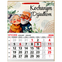 PREZENT NA DZIEŃ BABCI I DZIADKA NA ŚWIĘTA KALENDARZ ŚCIENNY 2026 DLA DZIADKÓW