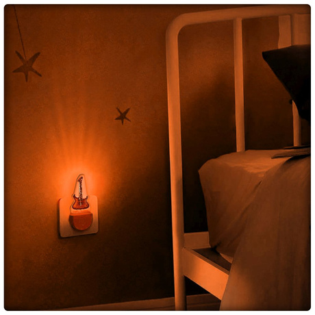 Lampka Nocna LED dla Dziecka Gitara Muzyka do kontaktu gniazdka CZUJNIK