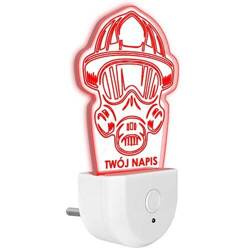 Lampka Nocna LED dla Dzieci KASK STRAŻAK STRAŻ do kontaktu gniazdka CZUJNIK