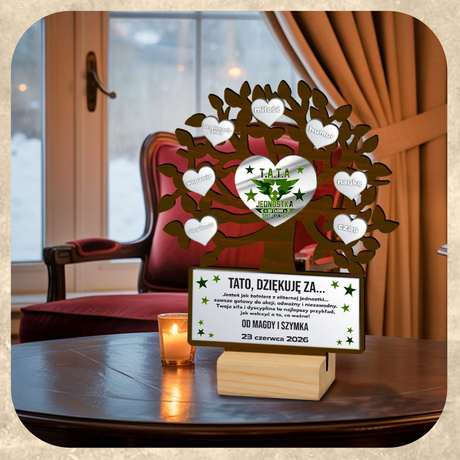 Prezent DLA TATY na Dzień Ojca na urodziny TEŚCIA Święta DRZEWKO z GRAWEREM