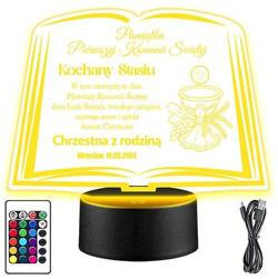 LAMPKA NOCNA LED PREZENT NA KOMUNIĘ ŚWIĘTĄ KOMUNIA PAMIĄTKA STATUETKA obraz