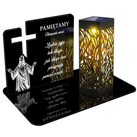 ZNICZ SOLARNY LED WIECZNY PODSTAWKA NA CMENTARZ GRÓB lampka Krzyż 3D
