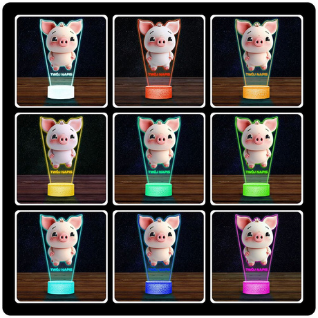 LAMPKA NOCNA LED 3D Świnia Świnka dla Rolnika prezent dla dziecka URODZINY statuetka + pilot