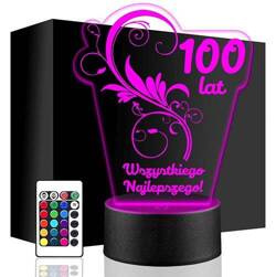 LAMPKA NOCNA NA URODZINY URODZINOWA 3D + PILOT prezent URODZINY statuetka