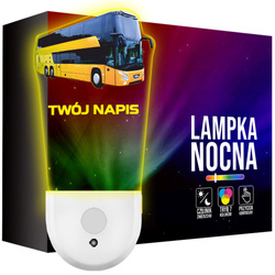 Lampka Nocna LED dla Dziecka AUTOBUS AUTOKAR DLA KIEROWCY gniazdka CZUJNIK