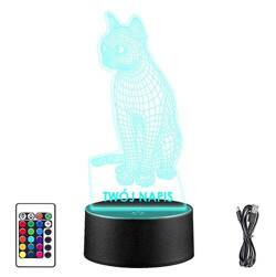 LAMPKA NOCNA LED KOT KOTEK ZWIERZĄTKO 3D + PILOT prezent URODZINY statuetka
