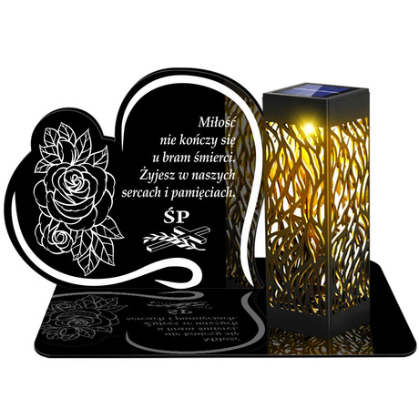 ZNICZ SOLARNY LED WIECZNY PODSTAWKA NA CMENTARZ GRÓB lampka Napis Serce 3D