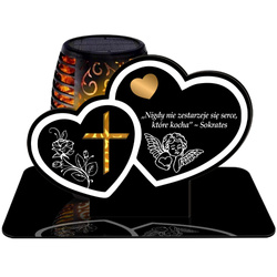 ZNICZ SOLARNY LED WIECZNY PODSTAWKA NA CMENTARZ GRÓB Serce EFEKT PŁOMIENIA