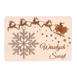 Drewniana kartka świąteczna na Boże Narodzenie