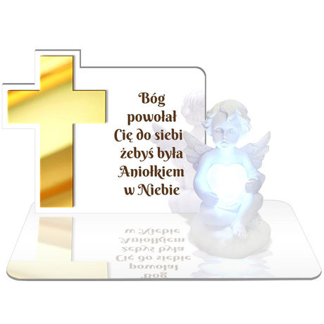 ZNICZ LED GRÓB Dziecka Córki Syna ANIOŁEK PODSTAWKA NA CMENTARZ BIAŁY ANIOŁ
