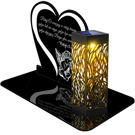 ZNICZ SOLARNY LED WIECZNY PODSTAWKA NA CMENTARZ GRÓB lampka Napis Serce 3D 