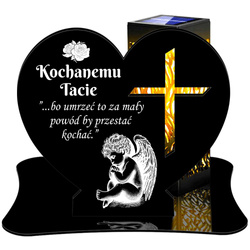 ZNICZ SOLARNY LED WIECZNY PODSTAWKA NA CMENTARZ GRÓB lampka Serce 3D DLA TATY