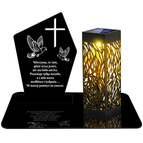 ZNICZ SOLARNY LED WIECZNY PODSTAWKA NA CMENTARZ GRÓB lampka Krzyż 3D