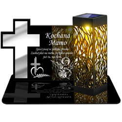 ZNICZ SOLARNY LED WIECZNY PODSTAWKA NA CMENTARZ GRÓB lampka Krzyż 3D DLA MAMY