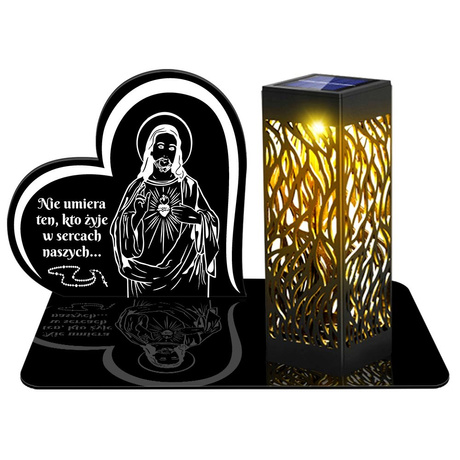 ZNICZ SOLARNY LED WIECZNY PODSTAWKA NA CMENTARZ GRÓB lampka Serce 3D 