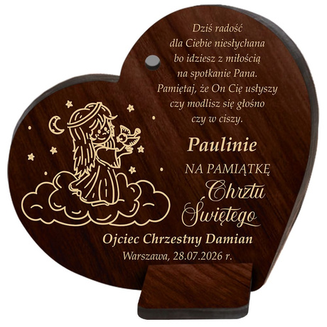 OBRAZEK Z ANIOŁKIEM PAMIĄTKA CHRZTU ŚWIĘTEGO PREZENT NA CHRZEST Z GRAWEREM
