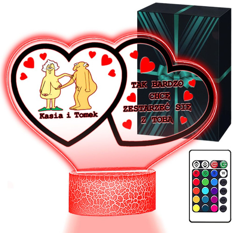 LAMPKA NOCNA prezent na WALENTYNKI DLA DZIEWCZYNY chłopaka żony męża NIEGO z personalizacją
