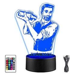 LAMPKA NOCNA LED BARMAN DRINKI SZEJKER 3D +PILOT prezent URODZINY statuetka