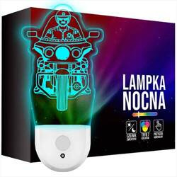 Lampka Nocna LED dla Dzieci POLICJA MOTOR do kontaktu gniazdka CZUJNIK