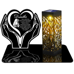 ZNICZ SOLARNY LED WIECZNY PODSTAWKA dla dziadka NA CMENTARZ GRÓB lampka 3D