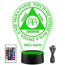 LAMPKA NOCNA LED ANONIMOWI ALKOHOLICY 3D + PILOT prezent URODZINY statuetka