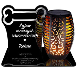 ZNICZ SOLARNY LED Dla Psa Kota Pieska Zwierząt NAGROBEK GRÓB lampka 3D Kość