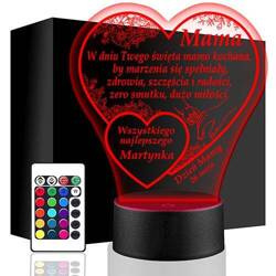 LAMPKA NOCNA LED prezent DZIEŃ MAMY MATKI ŻONY KOBIETY SERCE KWIATKI