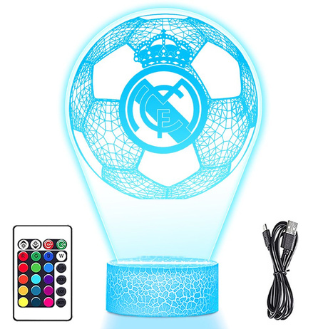 Lampka Nocna 3D LED Real Madryt Piłka Nożna Prezent dla Chłopca na Święta