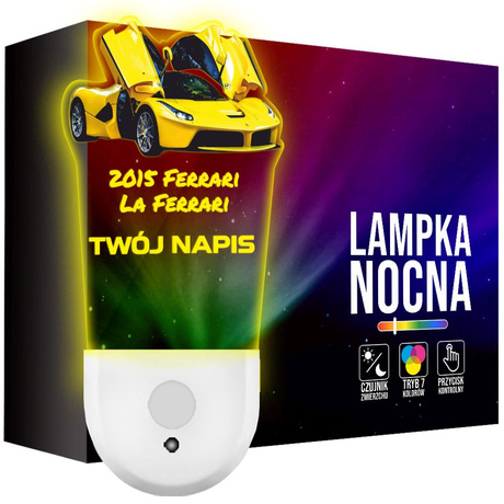 Lampka Nocna LED dla Dziecka AUTO LAFERRARI kontaktu gniazdka CZUJNIK