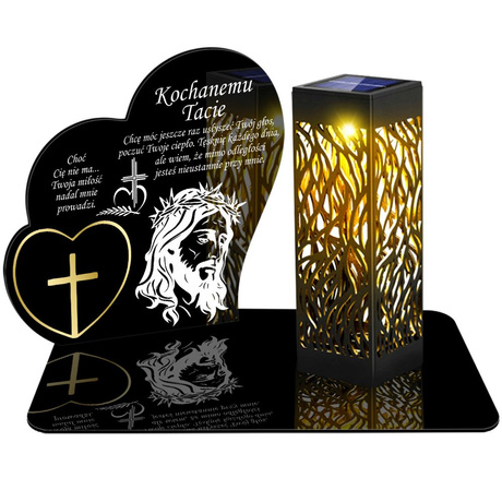 ZNICZ SOLARNY LED WIECZNY PODSTAWKA NA CMENTARZ GRÓB lampka Serce 3D DLA TATY