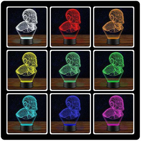 LAMPKA NOCNA LED IRON MAN TONY STARK 3D + PILOT prezent URODZINY statuetka