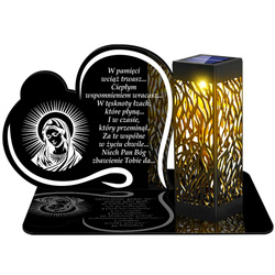 ZNICZ SOLARNY LED WIECZNY PODSTAWKA NA CMENTARZ GRÓB lampka Napis Serce 3D