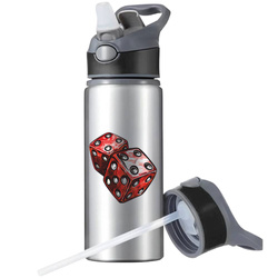 BIDON SPORTOWY BUTELKA NA WODĘ SŁOMKĄ UCHWYTEM KASYNO GRACZA KOŚCI KOSTKI