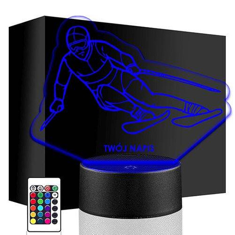 LAMPKA NOCNA LED NARCIARSTWO NARCIARZ 3D + PILOT prezent URODZINY statuetka