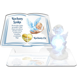 ZNICZ LED GRÓB Dziecka Córki Syna ANIOŁEK PODSTAWKA NA CMENTARZ BIAŁY ANIOŁ