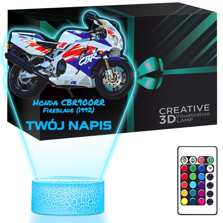 LAMPKA NOCNA LED 3D Motor Ścigacz Honda CBR 900RR prezent dla dziecka URODZINY statuetka + pilot