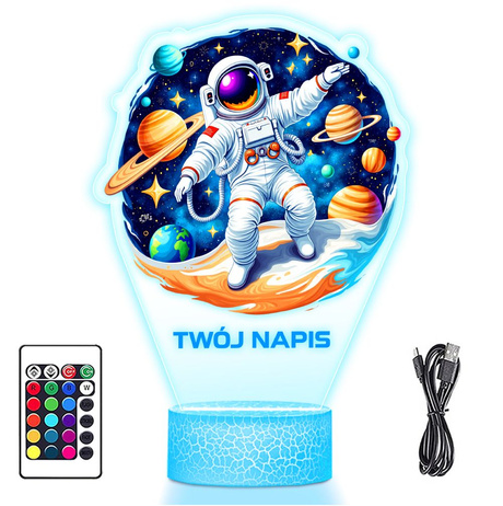 LAMPKA NOCNA LED 3D ASTRONAUTA KOSMOS prezent dziecka URODZINY statuetka
