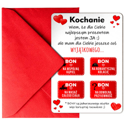 Prezent na Walentynki dla Niej dla Niego bon walentynkowy dla żony męża