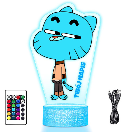 LAMPKA NOCNA LED 3D GUMBALL WATTERSON prezent dziecka URODZINY statuetka
