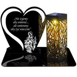ZNICZ SOLARNY LED WIECZNY PODSTAWKA NA CMENTARZ GRÓB lampka Napis Serce 3D