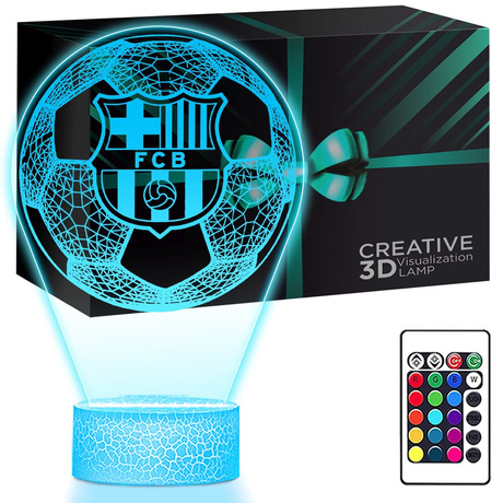 Lampka Nocna LED 3D FC Barcelona Piłka Nożna Prezent dla Dziecka na Święta