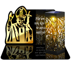 ZNICZ SOLARNY LED WIECZNY PODSTAWKA NA CMENTARZ GRÓB lampka Papież 3D