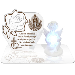 ZNICZ LED GRÓB Dziecka Córki Syna ANIOŁEK PODSTAWKA NA CMENTARZ BIAŁY ANIOŁ
