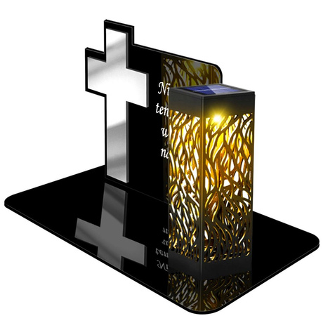 ZNICZ SOLARNY LED WIECZNY PODSTAWKA NA CMENTARZ GRÓB lampka Krzyż 3D