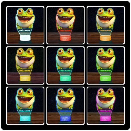 LAMPKA NOCNA LED 3D z imieniem ŻABA ŻABKA ZWIERZĘ prezent dla dziecka URODZINY statuetka + pilot