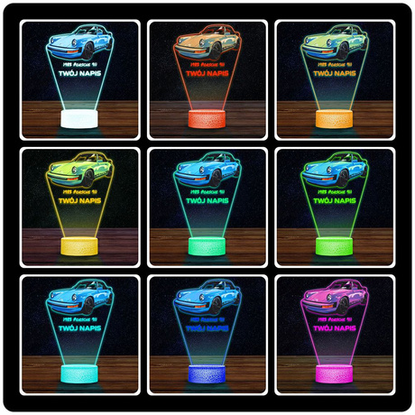 LAMPKA NOCNA LED 3D AUTO Porsche 911 z 1983 prezent dla dziecka URODZINY statuetka + pilot