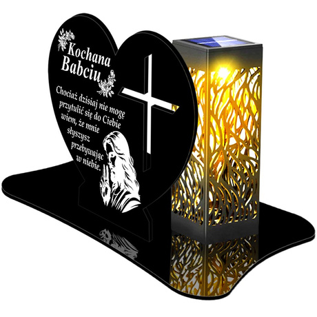 ZNICZ SOLARNY LED WIECZNY PODSTAWKA NA CMENTARZ GRÓB lampka Serce 3D DLA BABCI