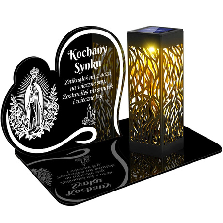 ZNICZ SOLARNY LED WIECZNY PODSTAWKA NA CMENTARZ GRÓB lampka Napis Serce 3D DLA SYNA