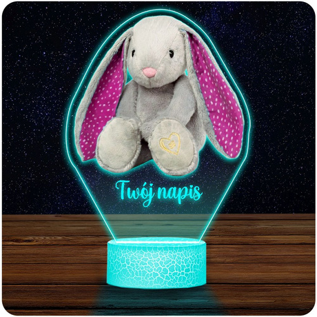 LAMPKA NOCNA LED 3D KRÓLIK MASKOTKA prezent dziewczynki URODZINY dziecka